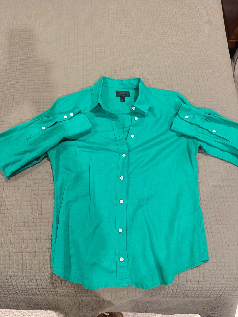 J. Crew Women's Teal Button-Up Blouse